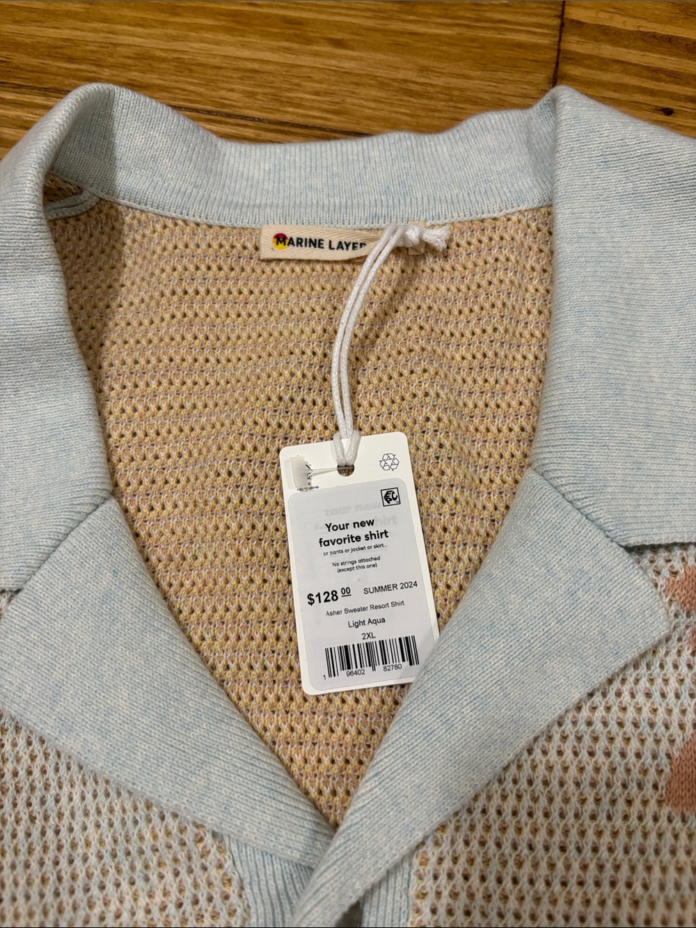 NWT Marine Layer Summer 2024 Asher Sweater Resort Shirt Light Aqua Size 2XL - Picture 4 of 6